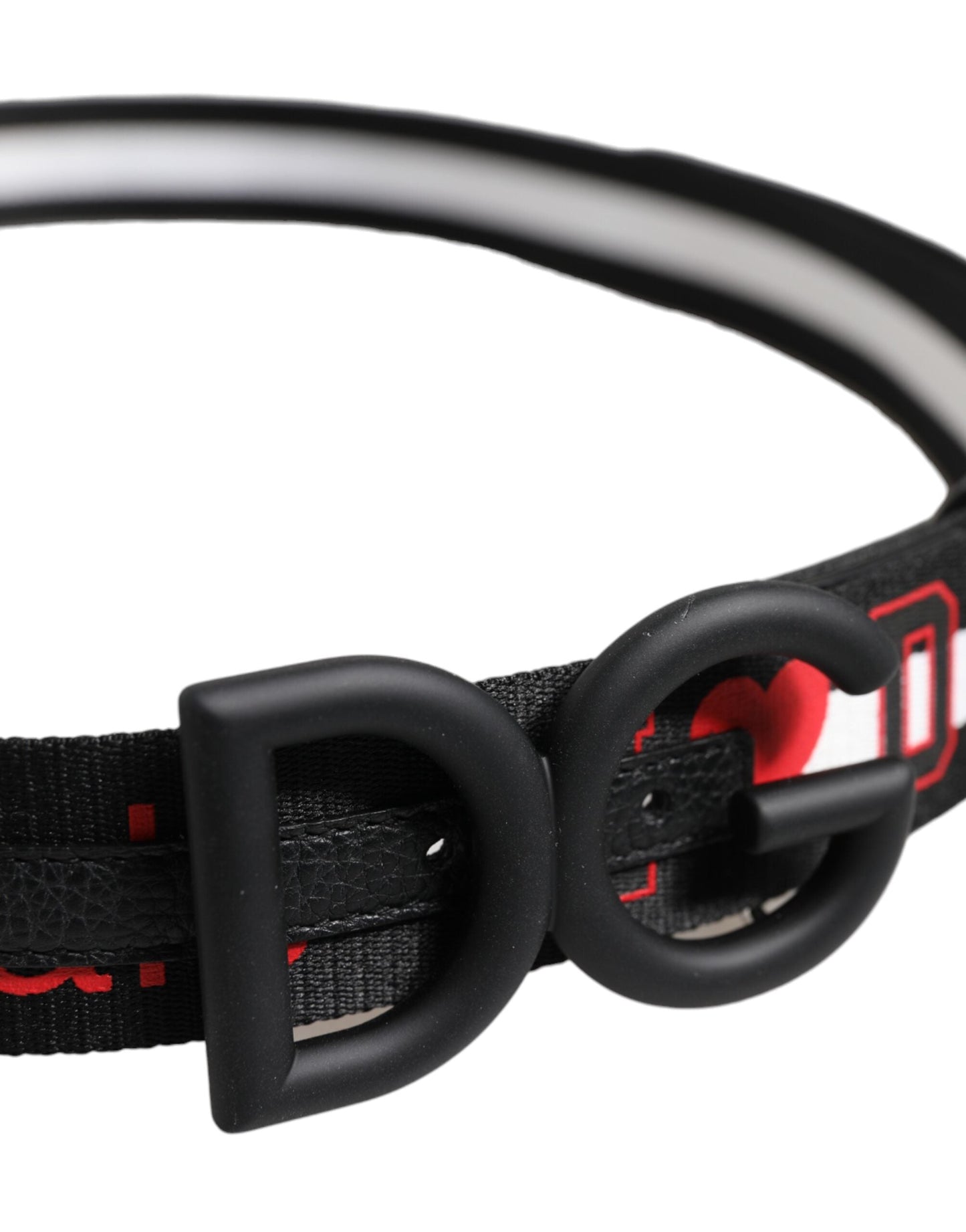 Dolce & Gabbana Black Polyester Logo Print DG Buckle Men's Belt