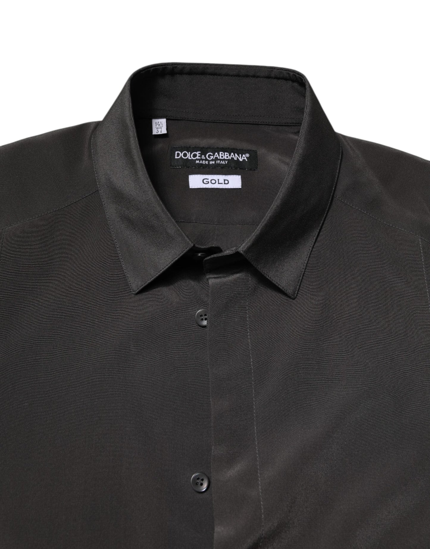 Dolce & Gabbana Dark Gray Silk GOLD Dress Formal Men's Shirt ()