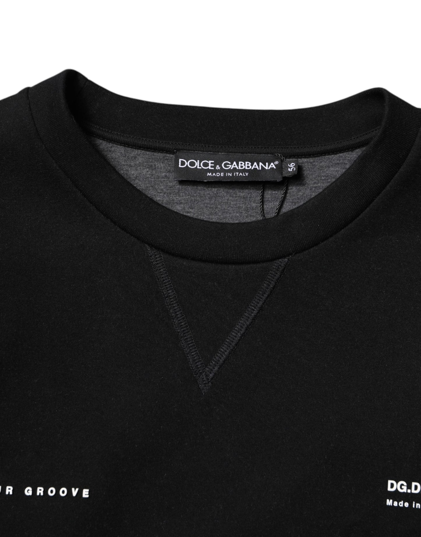 Dolce & Gabbana Black Cotton Logo Knitted Pullover Men's Sweater