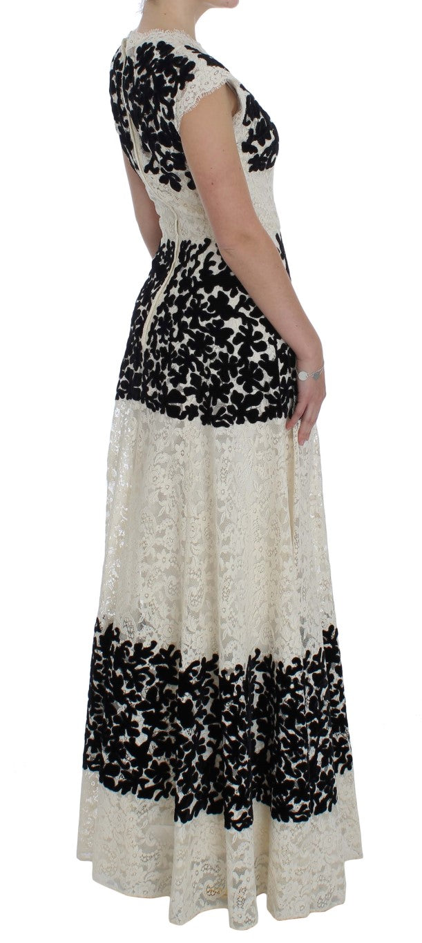 Dolce & Gabbana Floral Lace Ricamo Long Ball Maxi Women's Dress
