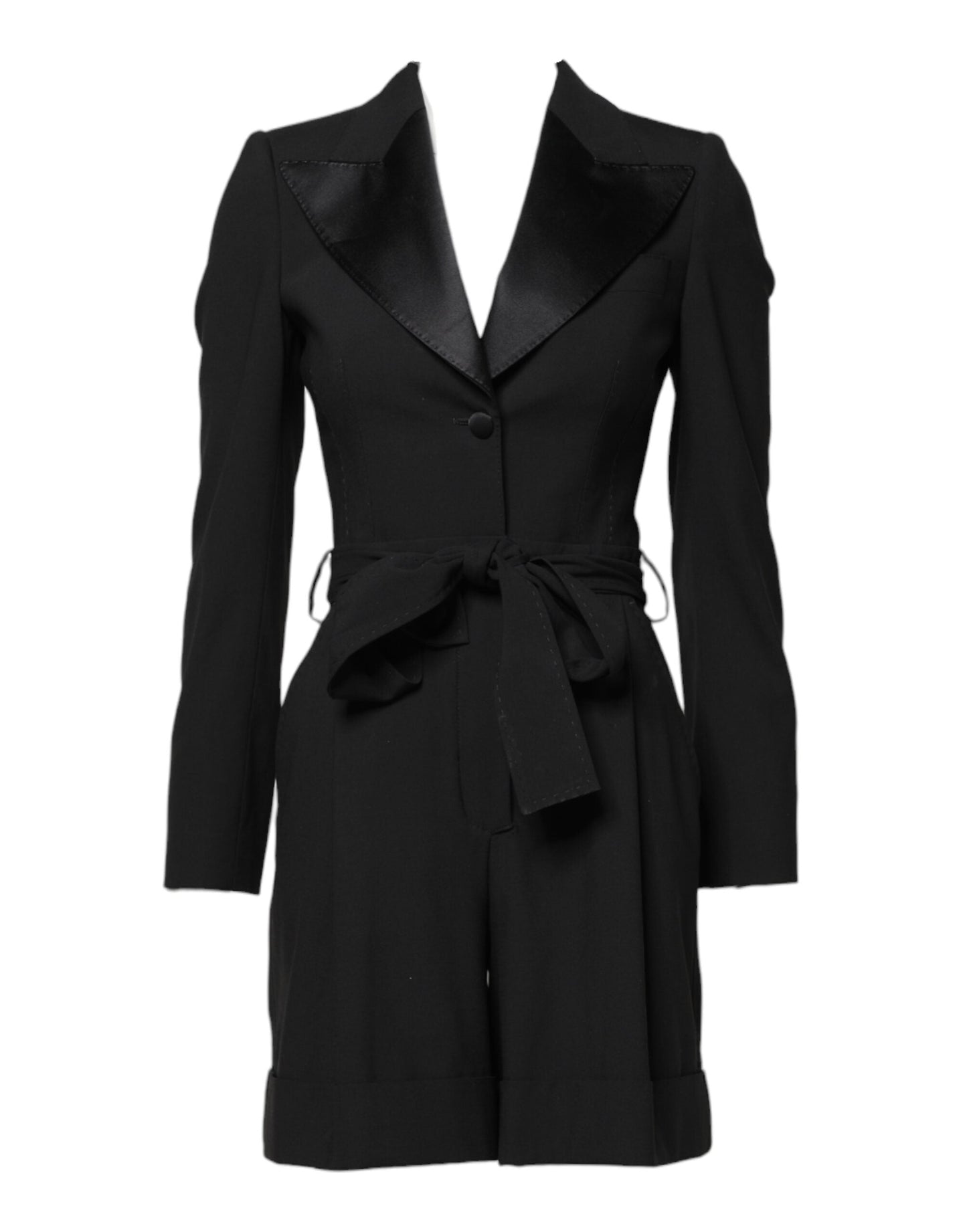 Dolce & Gabbana Black Wool Jumpsuit Dress Women Coat Women's Jacket