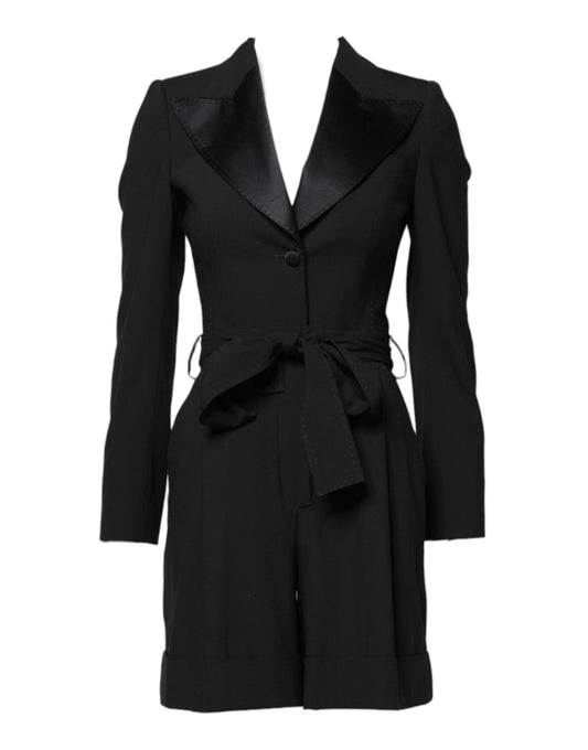 Dolce & Gabbana Black Wool Jumpsuit Dress Women Coat Women's Jacket