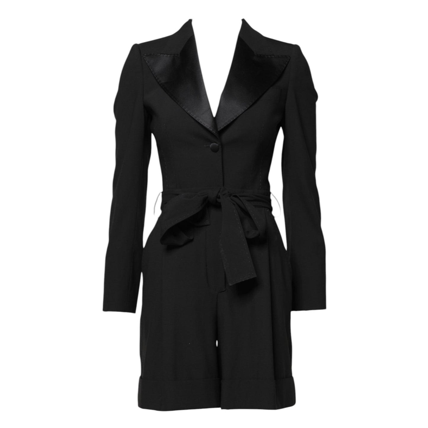 Dolce & Gabbana Black Wool Jumpsuit Dress Women Coat Women's Jacket