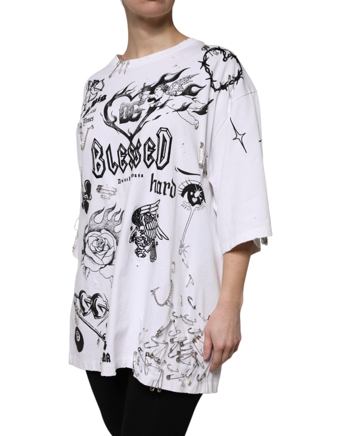 Dolce & Gabbana White Cotton DG BLESSED Printed Women's T-shirt