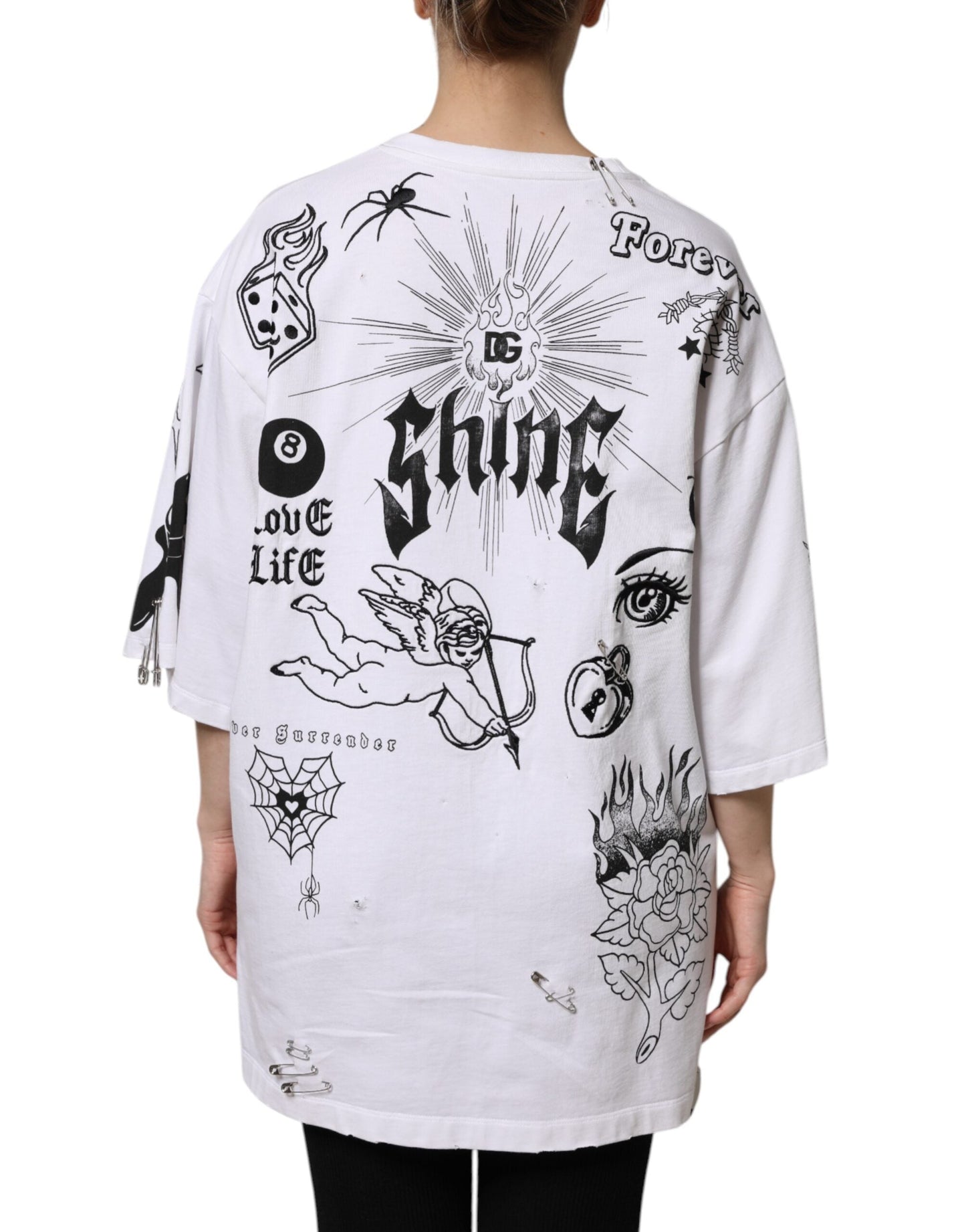 Dolce & Gabbana White Cotton DG BLESSED Printed Women's T-shirt