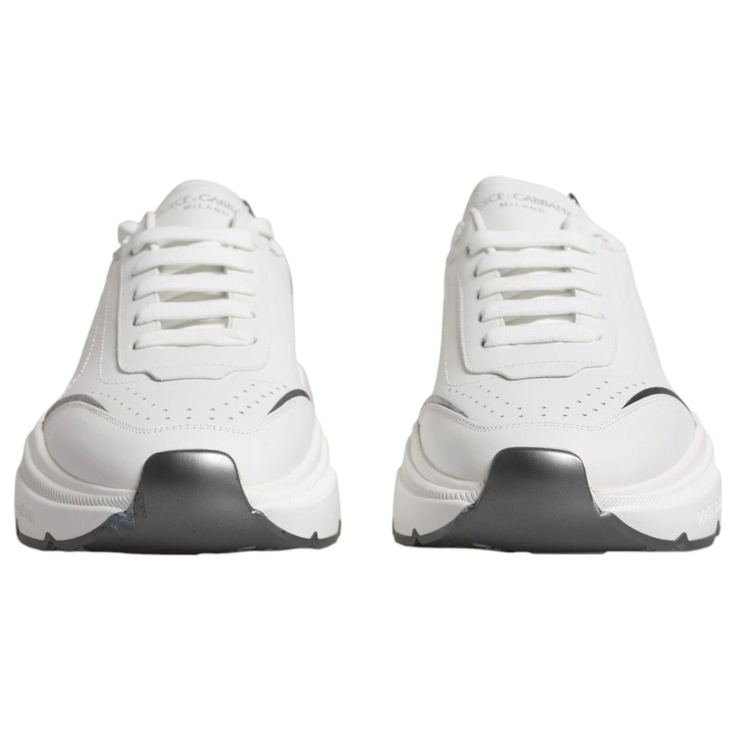 Dolce & Gabbana White Silver DAYMASTER Leather Sneakers Men's Shoes ()