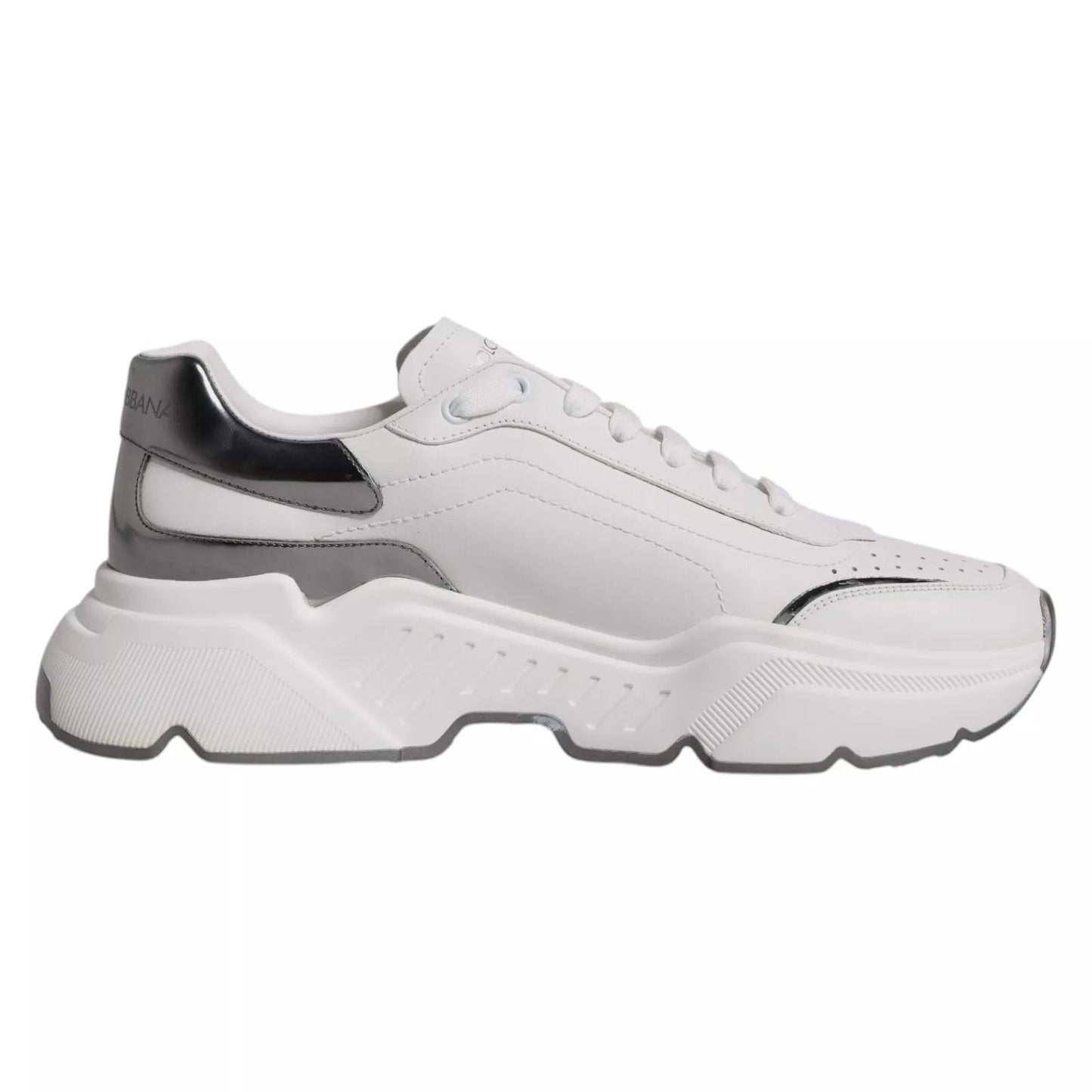 Dolce & Gabbana White Silver DAYMASTER Leather Sneakers Men's Shoes ()