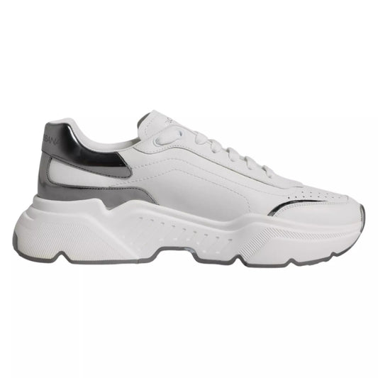 Dolce & Gabbana White Silver DAYMASTER Leather Sneakers Men's Shoes ()