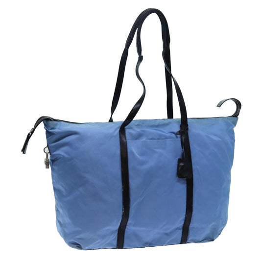 PRADA Boston Bag Nylon Light Blue Black  71856