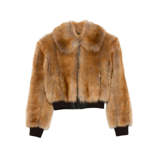 Saint Laurent Brown Jackets - Faux Fur & Shearling Jackets Women