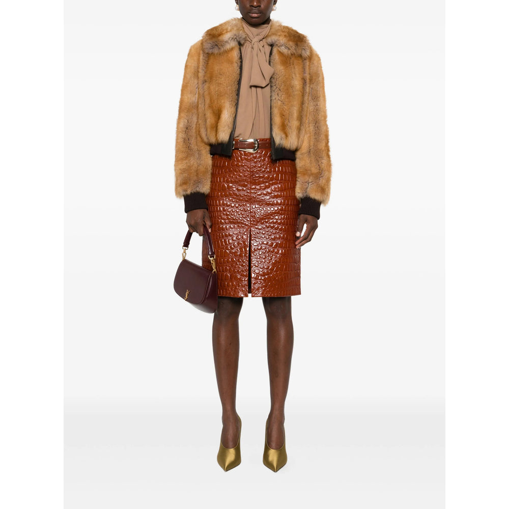 Saint Laurent Brown Jackets - Faux Fur & Shearling Jackets Women