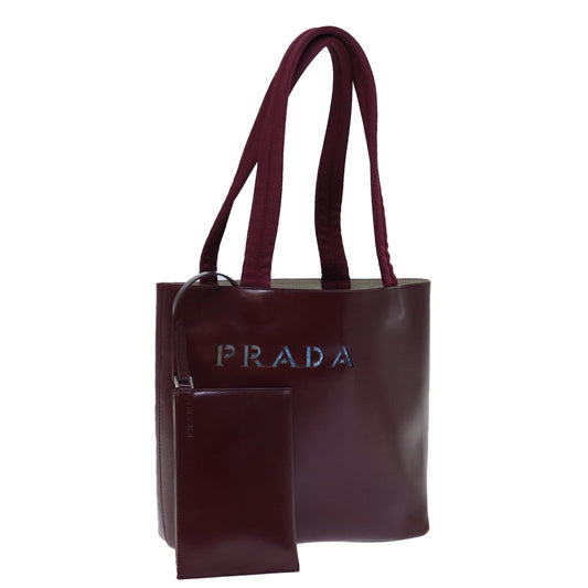 PRADA Hand Bag Leather Bordeaux  71872