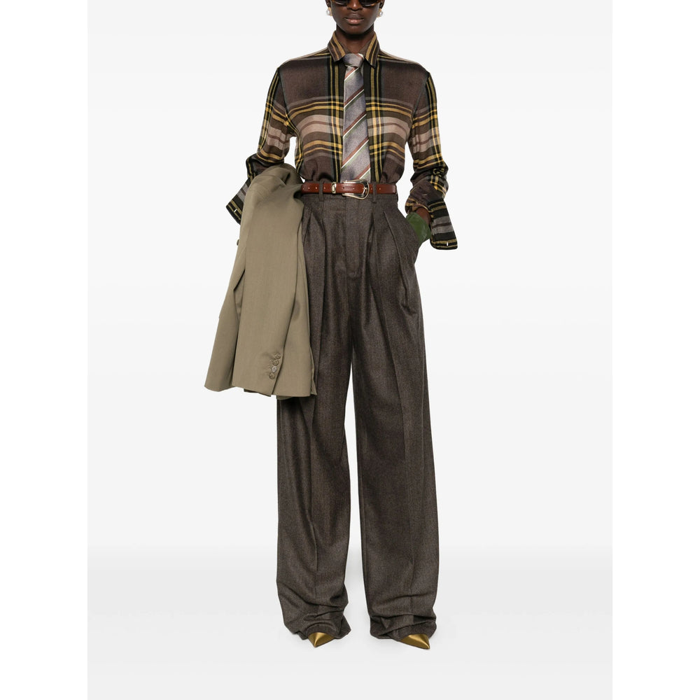 Saint Laurent Brown Trousers - High-Waisted Trousers Women