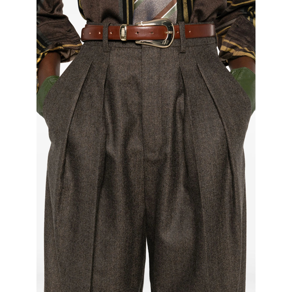 Saint Laurent Brown Trousers - High-Waisted Trousers Women