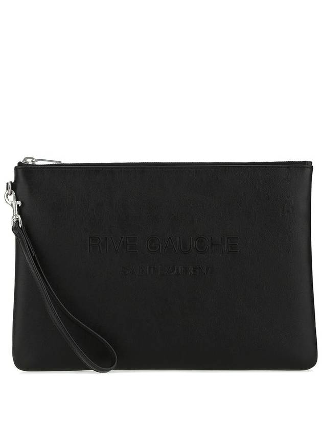 Saint Laurent Rive Gauche Zipper Clutch Bag Black