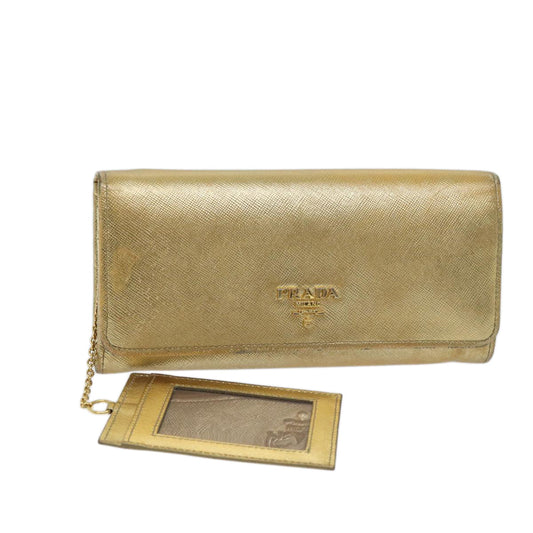 PRADA Safiano leather Long Wallet Gold Tone  72010