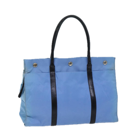 PRADA Hand Bag Nylon Light Blue Black  72011