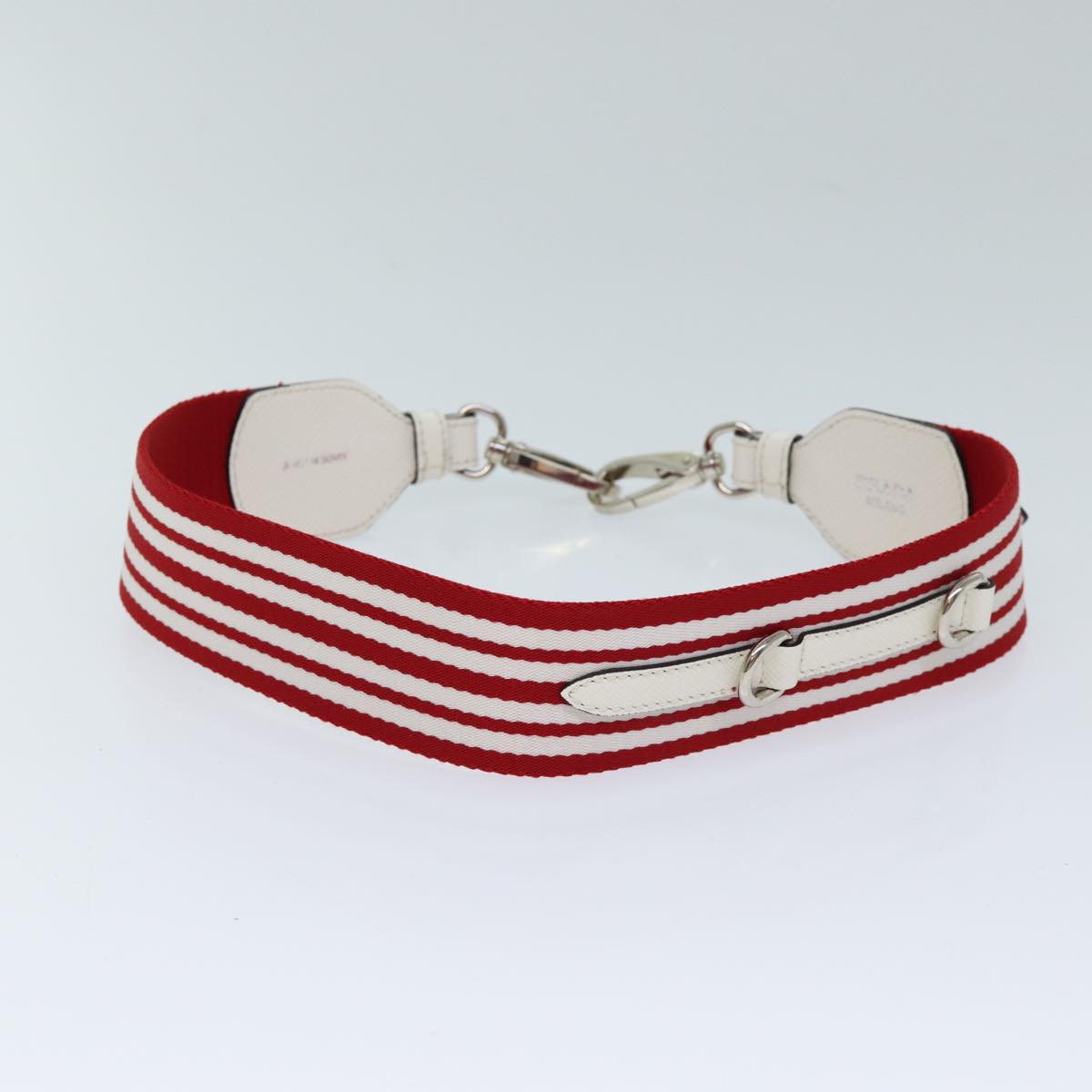 PRADA Shoulder Strap Canvas 21.3"" Red White  72015