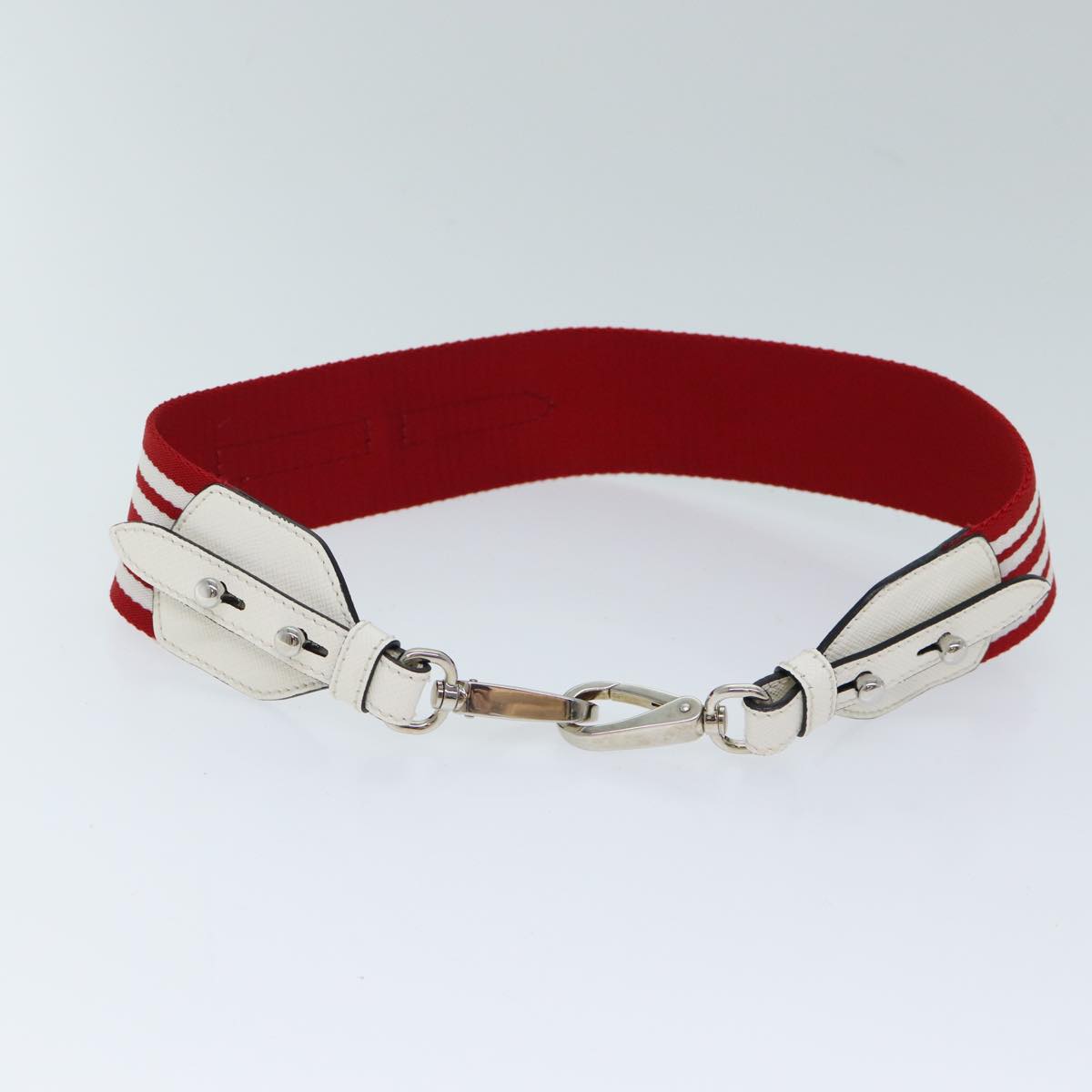 PRADA Shoulder Strap Canvas 21.3"" Red White  72015