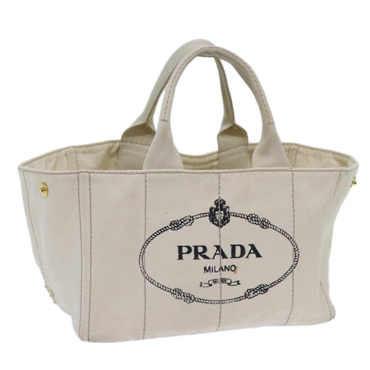 PRADA Canapa MM Hand Bag Canvas Beige  72023