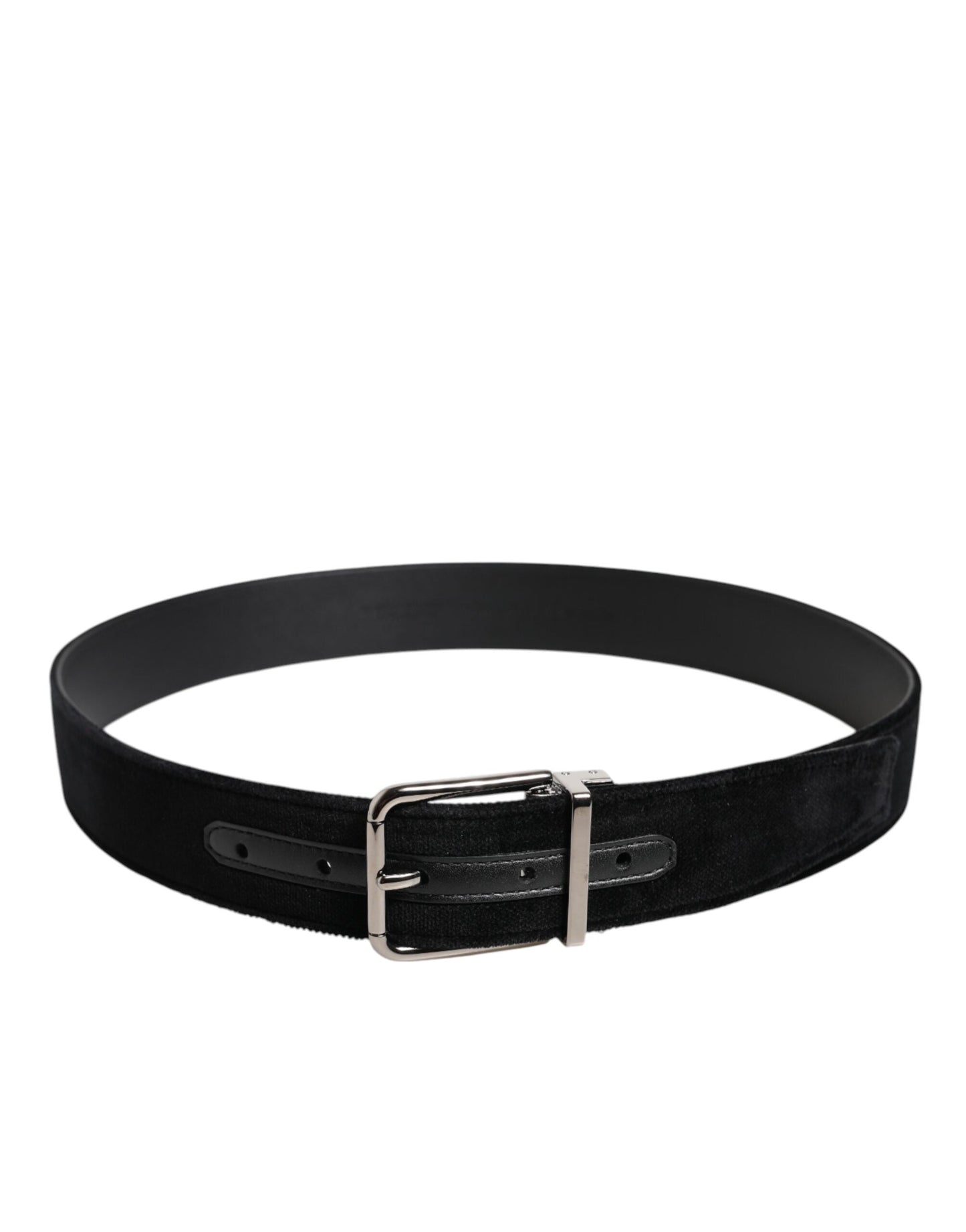 Dolce & Gabbana Black Cotton Silver Metal Buckle Men's Belt