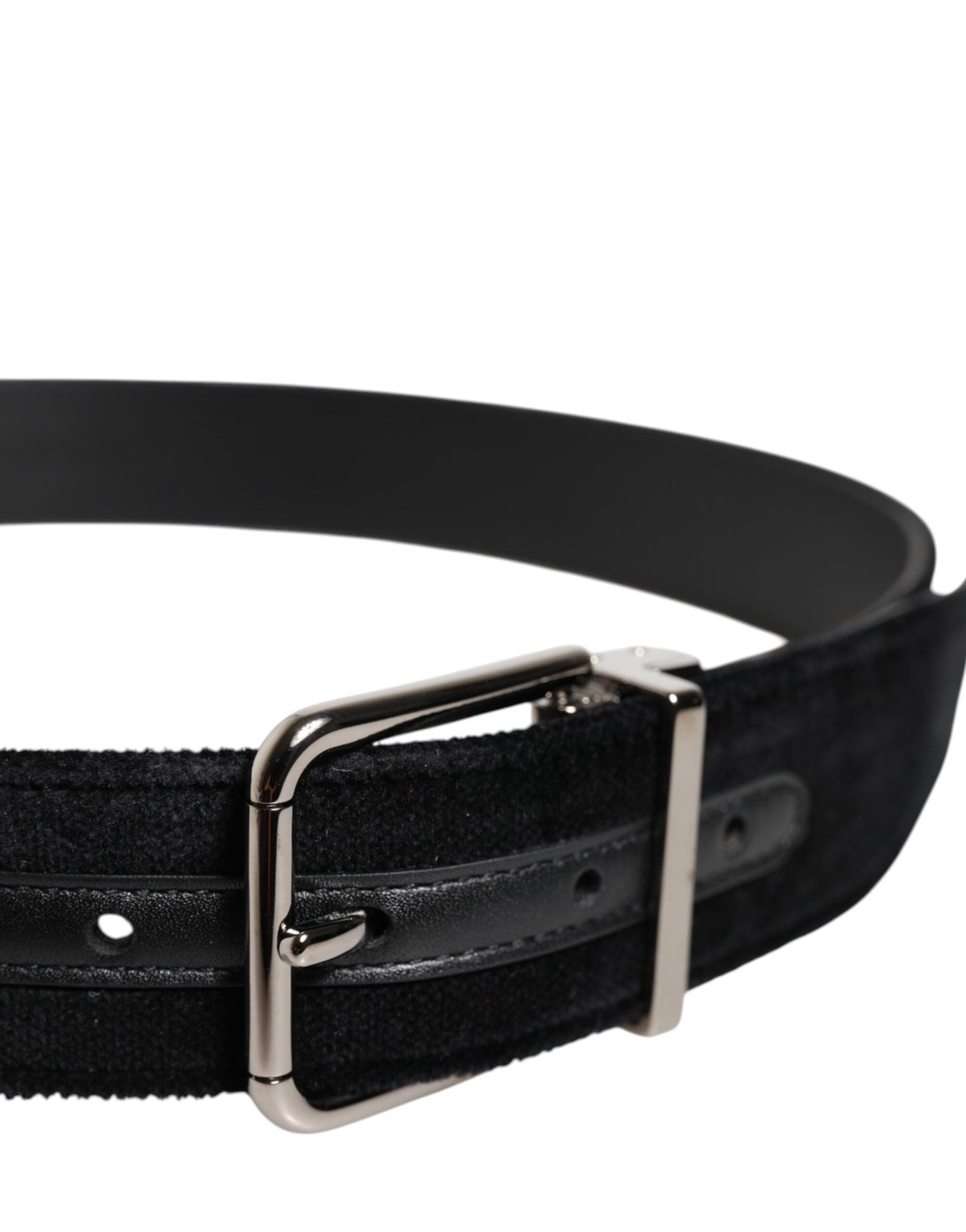 Dolce & Gabbana Black Cotton Silver Metal Buckle Men's Belt