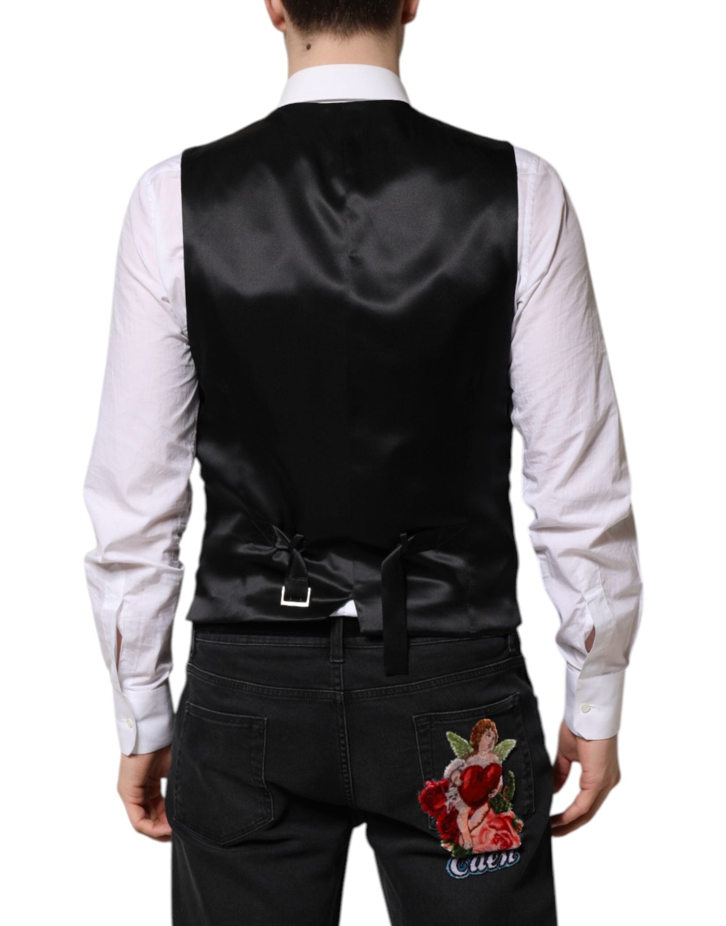 Dolce & Gabbana Red Black Stripe Dress Formal Waistcoat Men's Vest