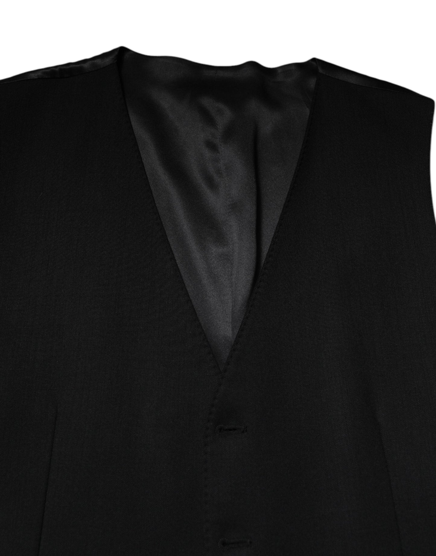 Dolce & Gabbana Black Wool Dress Formal Men Waistcoat Men's Vest