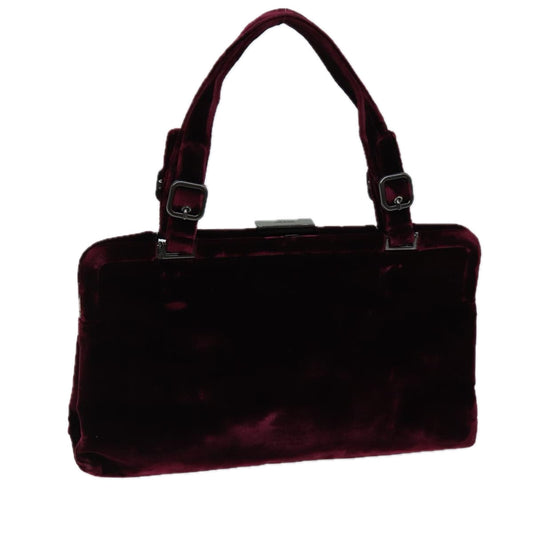 PRADA Hand Bag Velor Bordeaux  72158