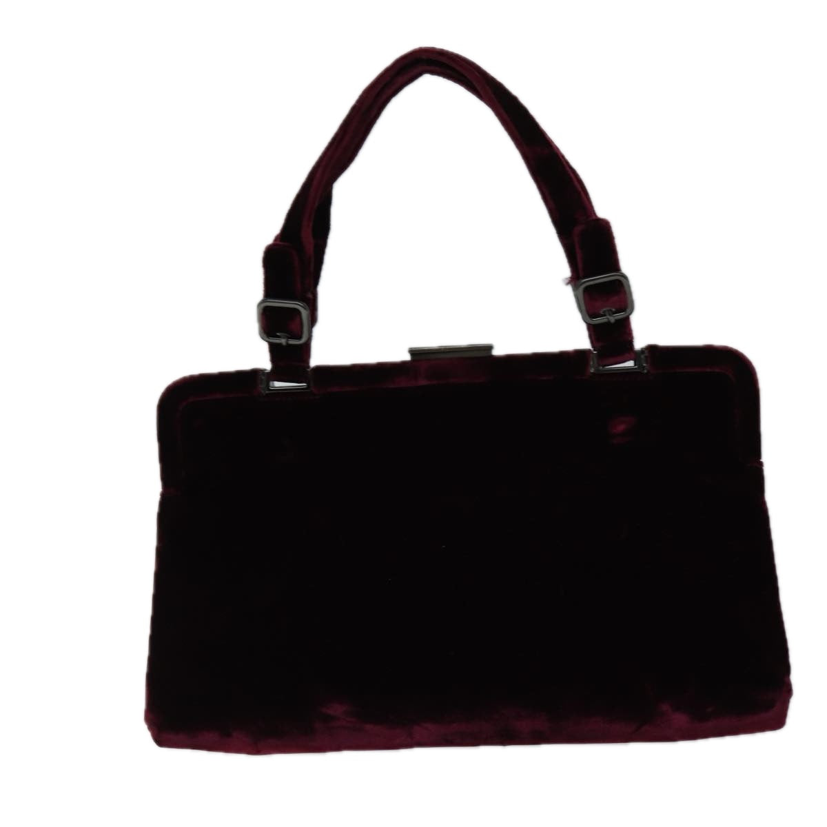 PRADA Hand Bag Velor Bordeaux  72158