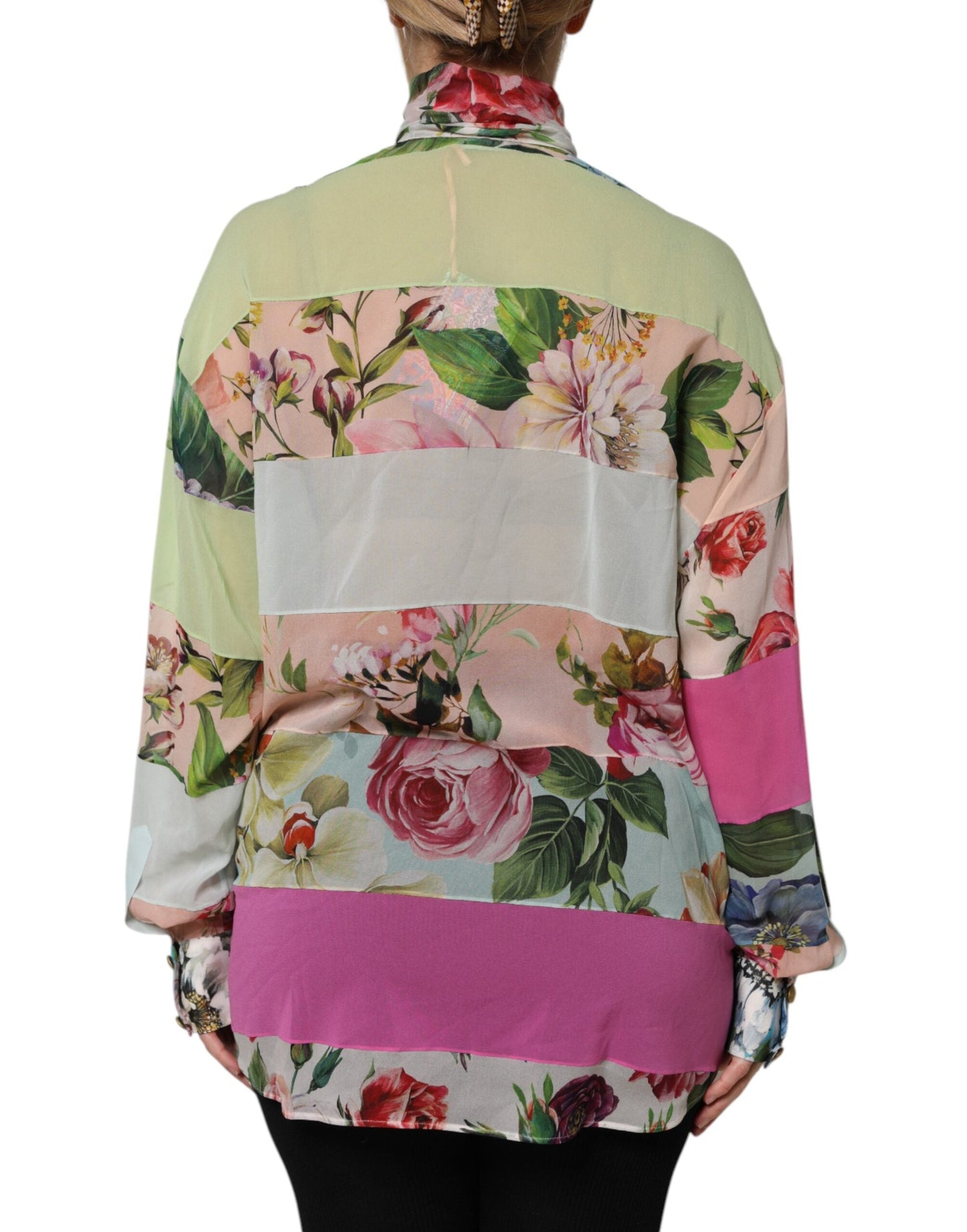 Dolce & Gabbana Multicolor Floral Patchwork Long Sleeves Women's Top