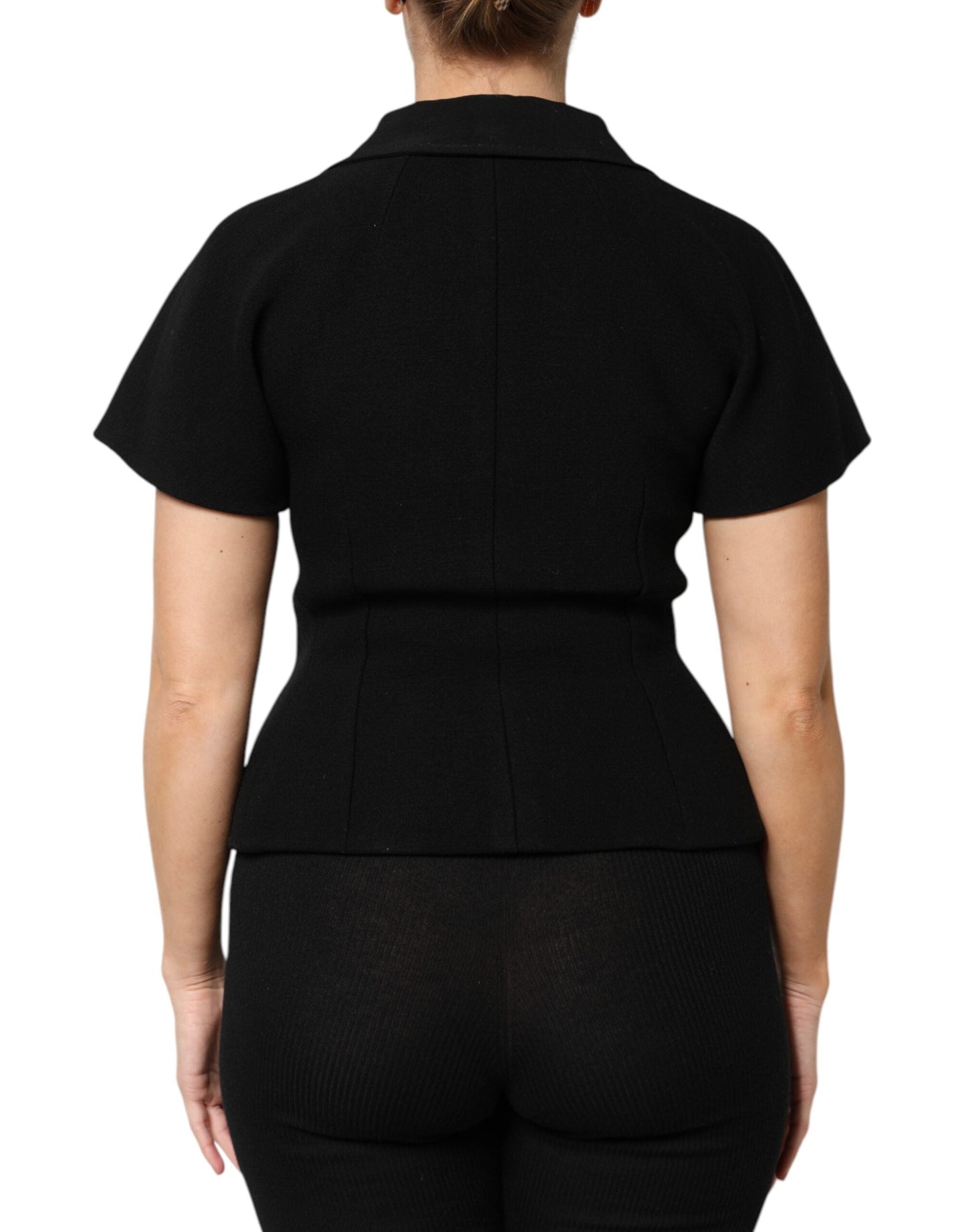 Dolce & Gabbana Black Wool Double Breasted Coat Women's Jacket