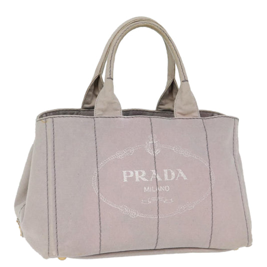 PRADA Canapa MM Hand Bag Canvas Gray  72288
