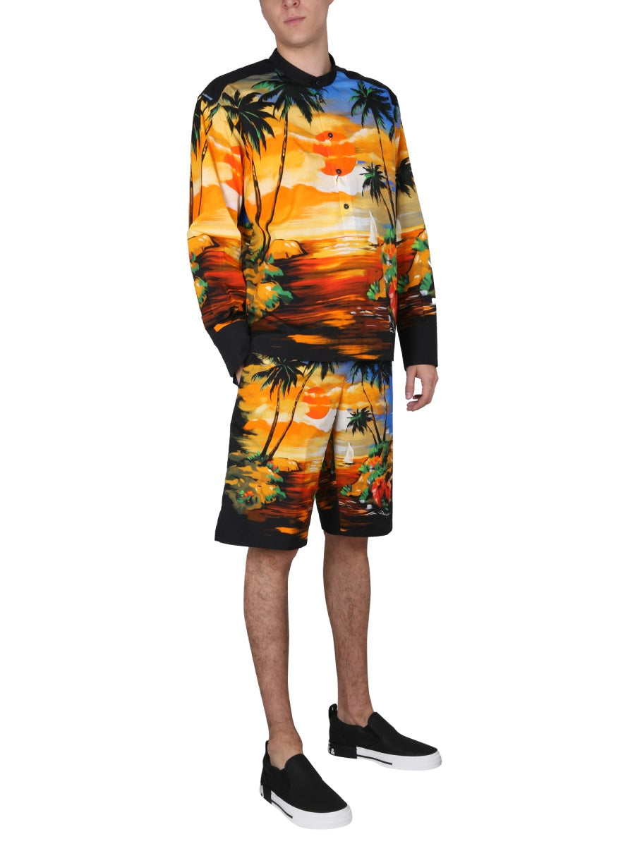 Dolce & Gabbana Men Bermuda Shorts With Hawaii Print