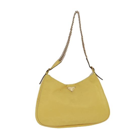 PRADA Chain Shoulder Bag Nylon Yellow  72424