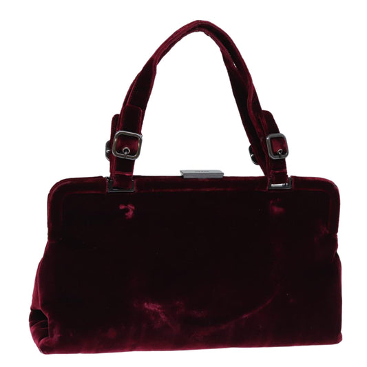 PRADA Hand Bag Velor Red  72576