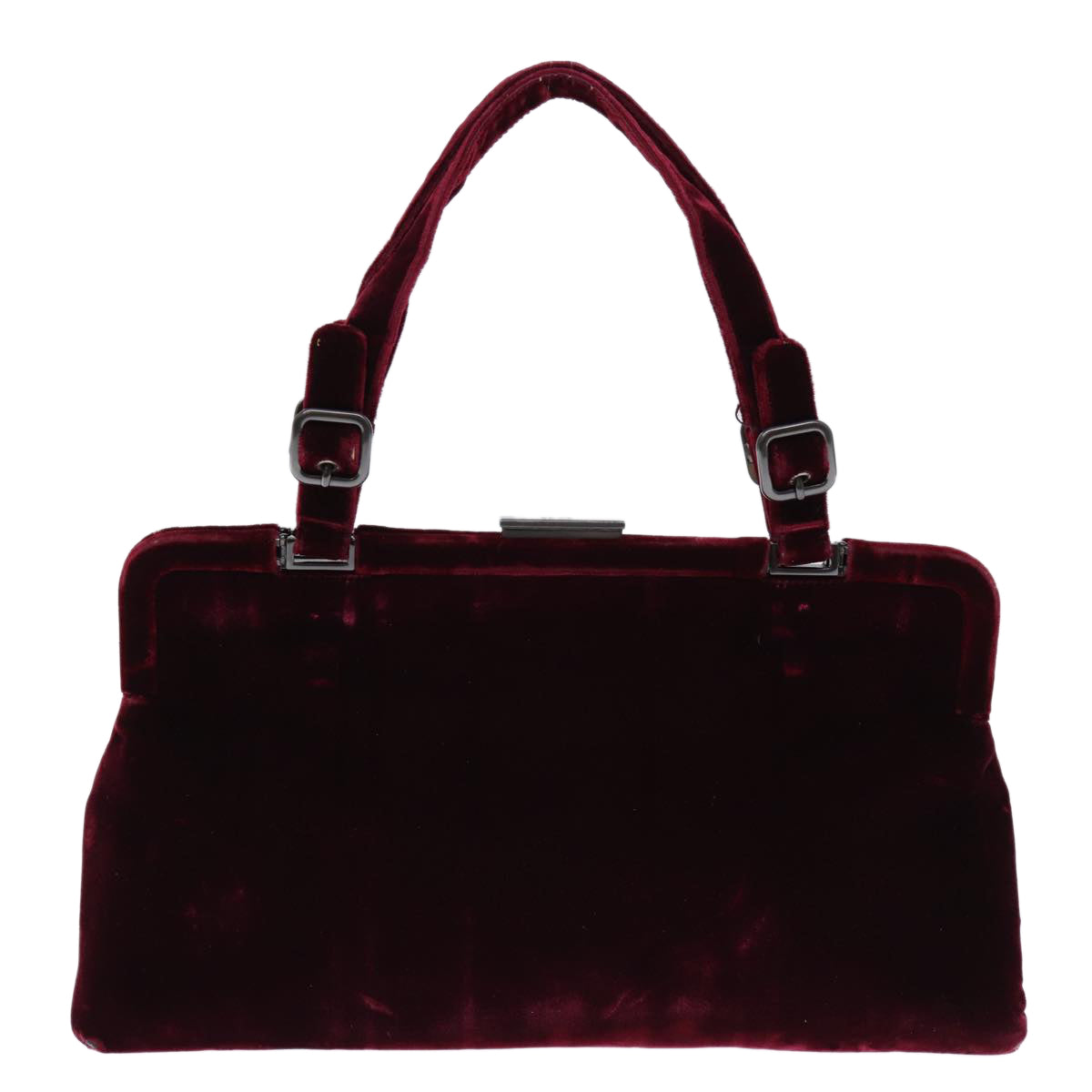 PRADA Hand Bag Velor Red  72576