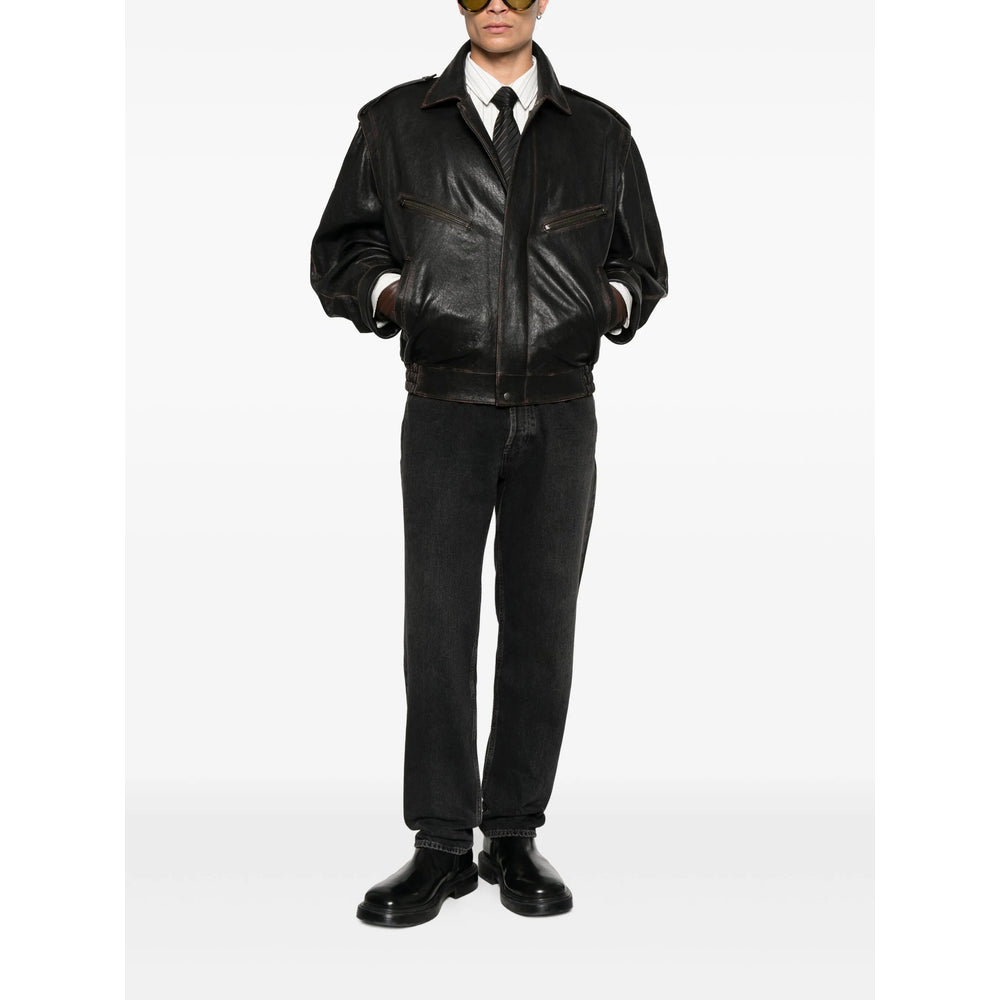 Saint Laurent Brown Jackets - Leather Jackets Men
