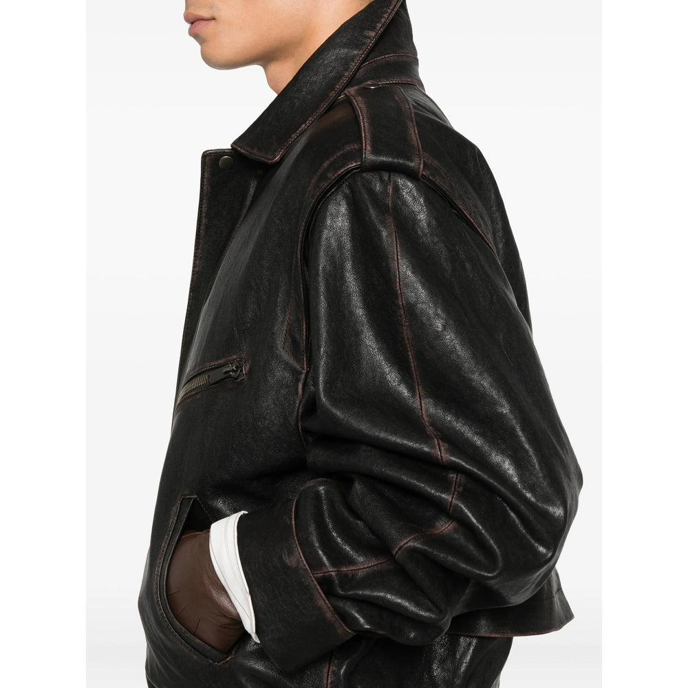 Saint Laurent Brown Jackets - Leather Jackets Men