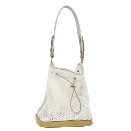 PRADA Mesh Shoulder Bag Nylon White Yellow  72589