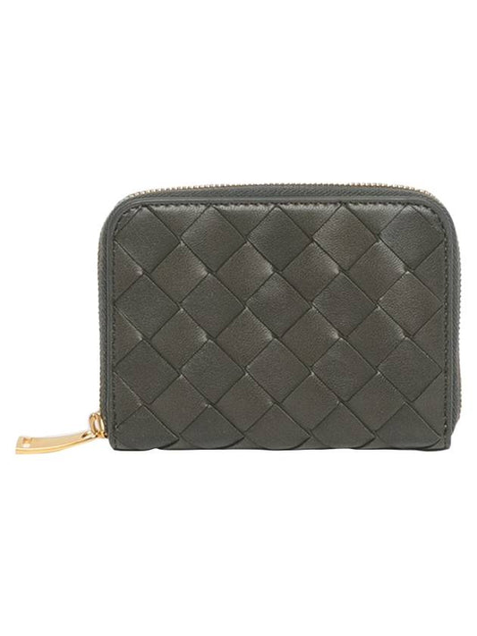 Bottega Veneta Intrecciato Zipped Coin Wallet Dark Green