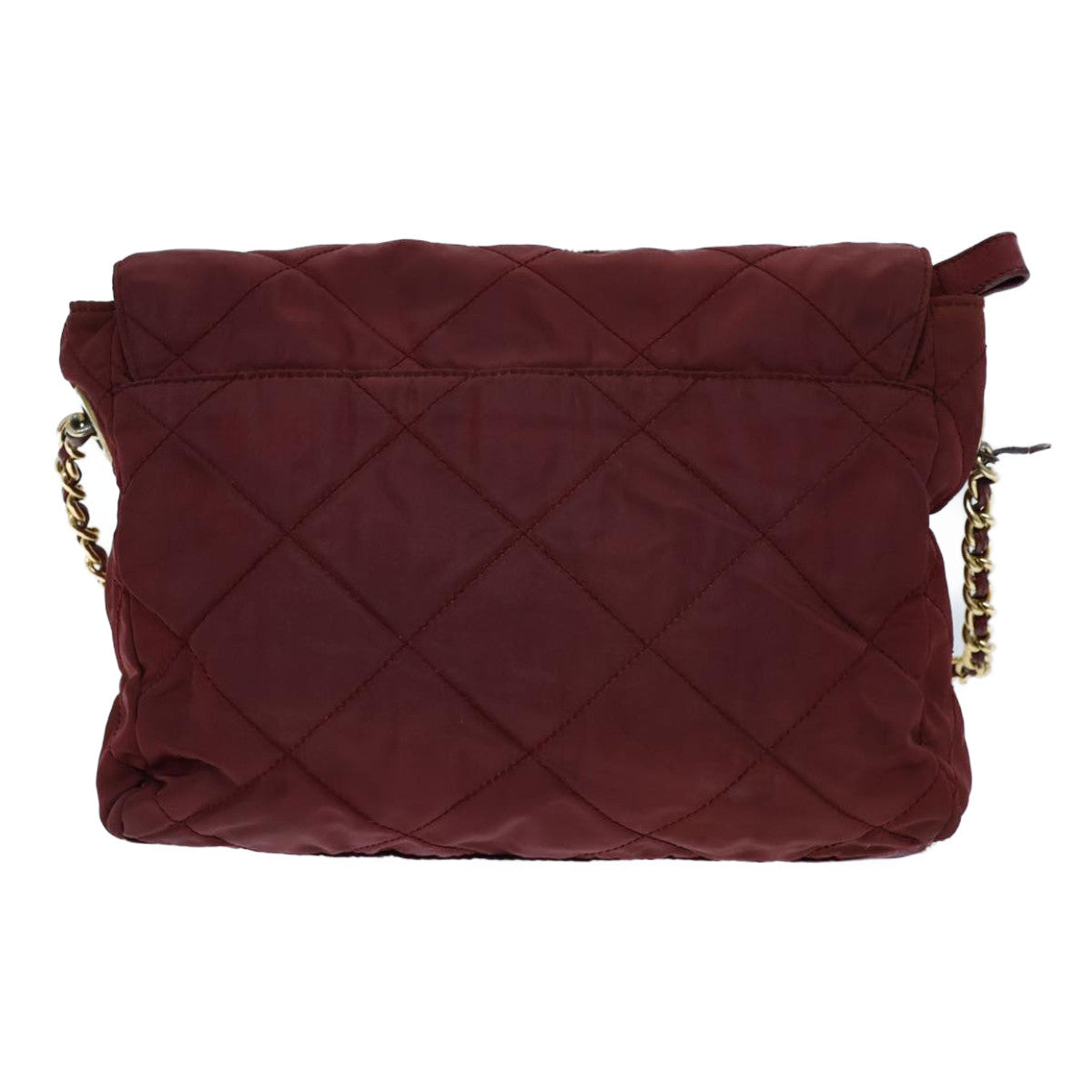 PRADA Quilted Chain Shoulder Bag Nylon Red  72656