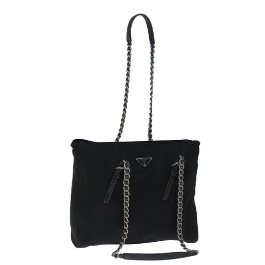 PRADA Chain Shoulder Bag Nylon Black  72672
