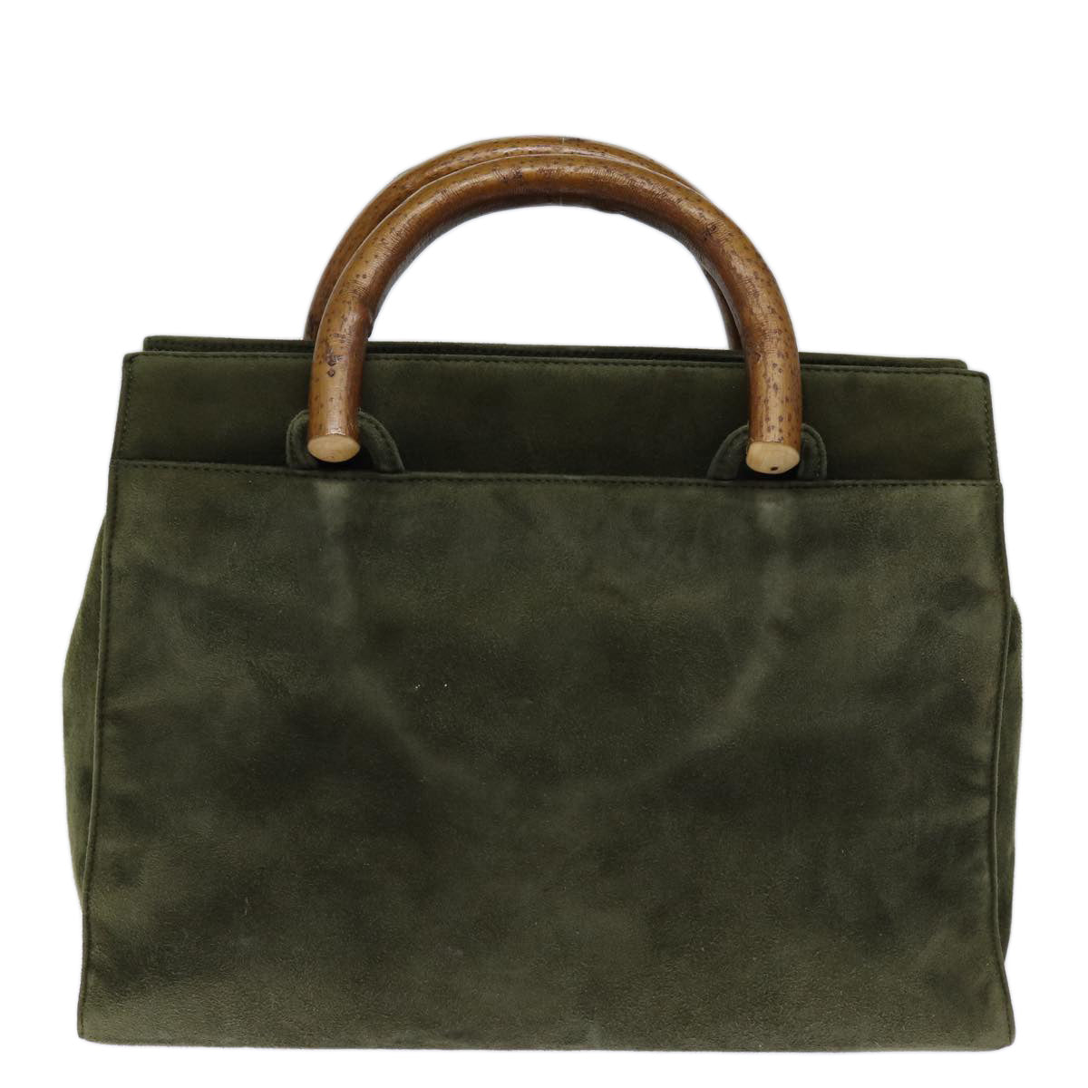 PRADA Hand Bag Suede Khaki  72677