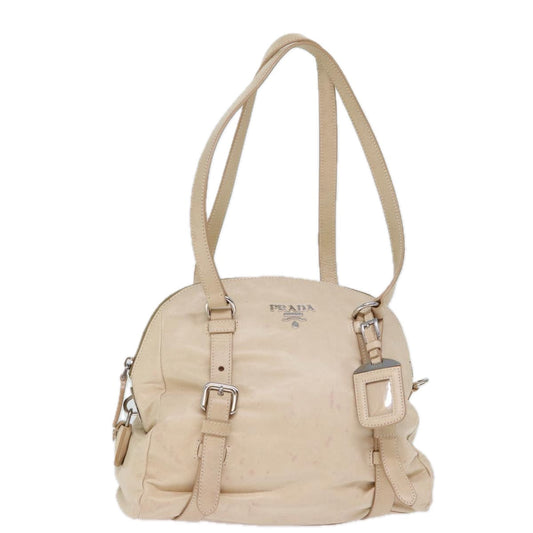 PRADA Shoulder Bag Leather Beige  72717