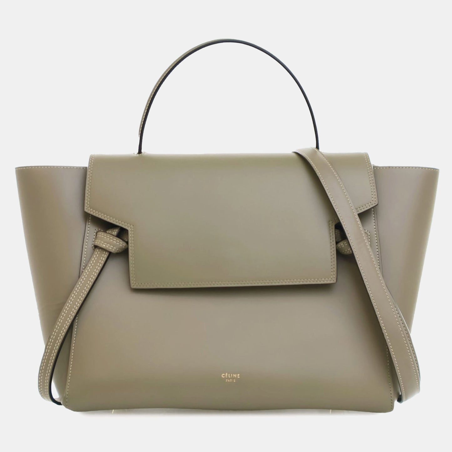 Celine Olive Green Tone Mini Belt Satchel Bag