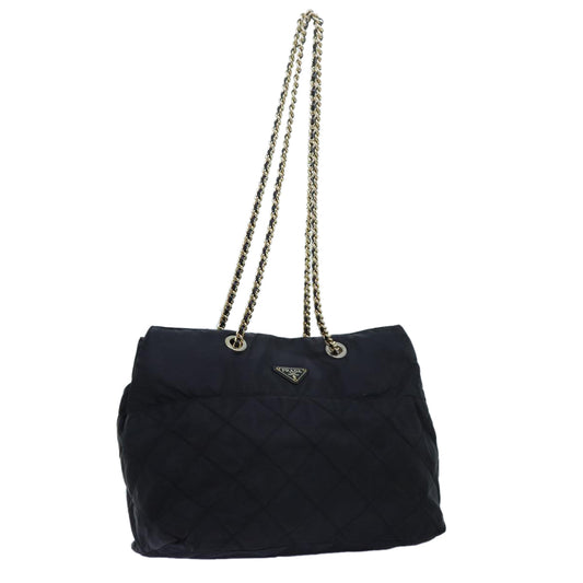 PRADA Quilted Chain Shoulder Bag Nylon Black  72772