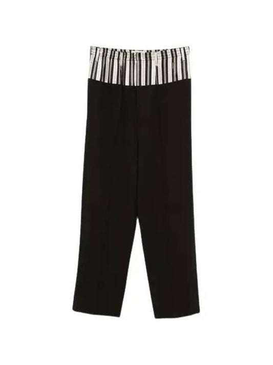 Fendi Wool Layered Wide Pants Black