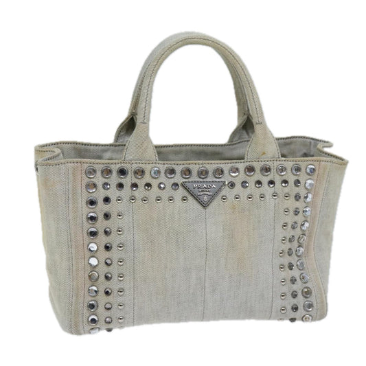 PRADA Bijoux Canapa PM Hand Bag Canvas Gray  72884