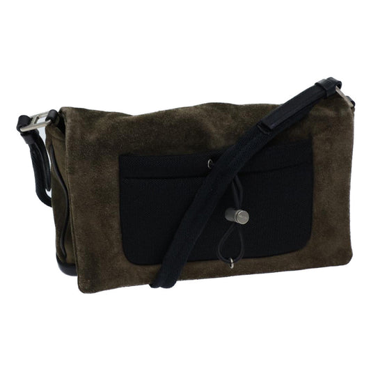 PRADA Shoulder Bag Suede Khaki  72953